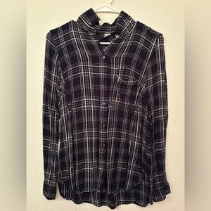 Black & White Plaid Button-Up Shirt